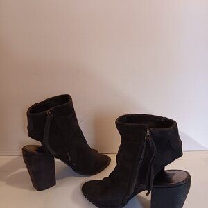 Dolce Vita Niki black leather peep-toe, open-heel booties